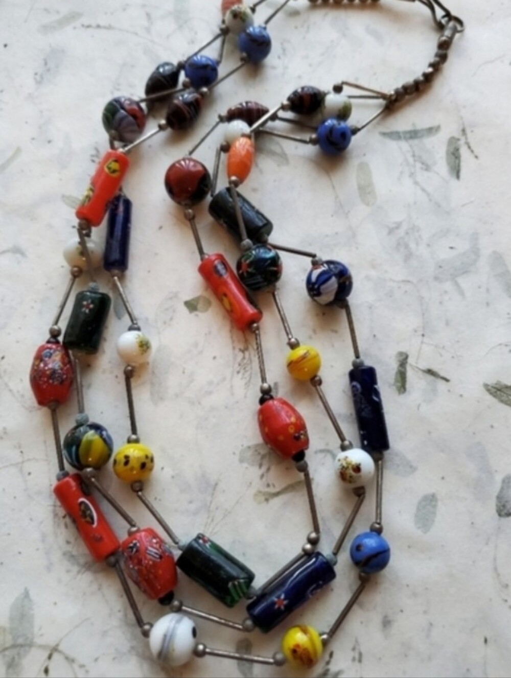 Vintage Multicolor Glass Bead Layered Necklace - Elegant Colorful Statement